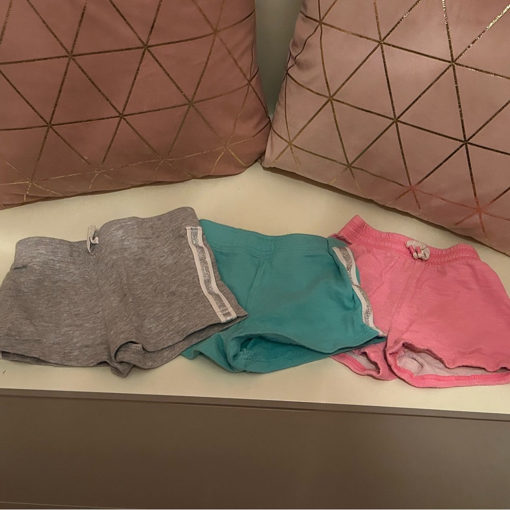 Carters shorts. 3 pairs-gray, pink, teal. Size 24 months